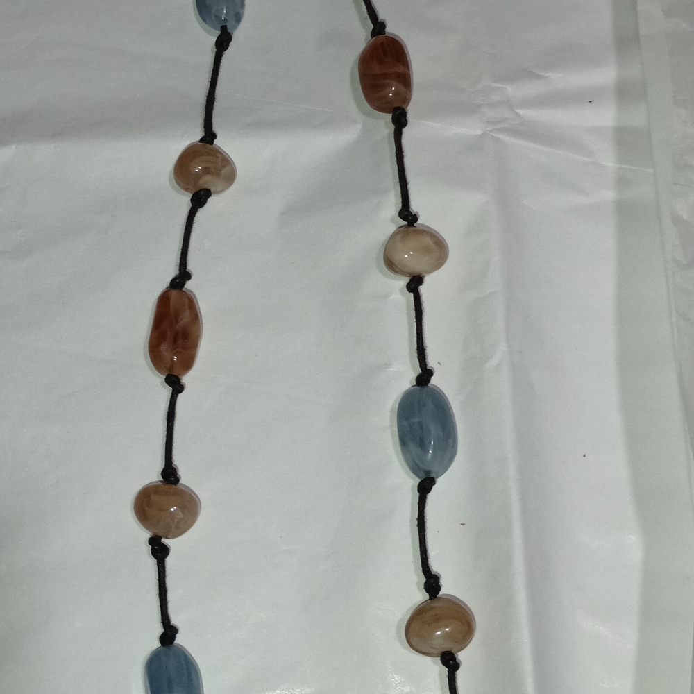 Elegant Blue and Brown Beaded Necklace